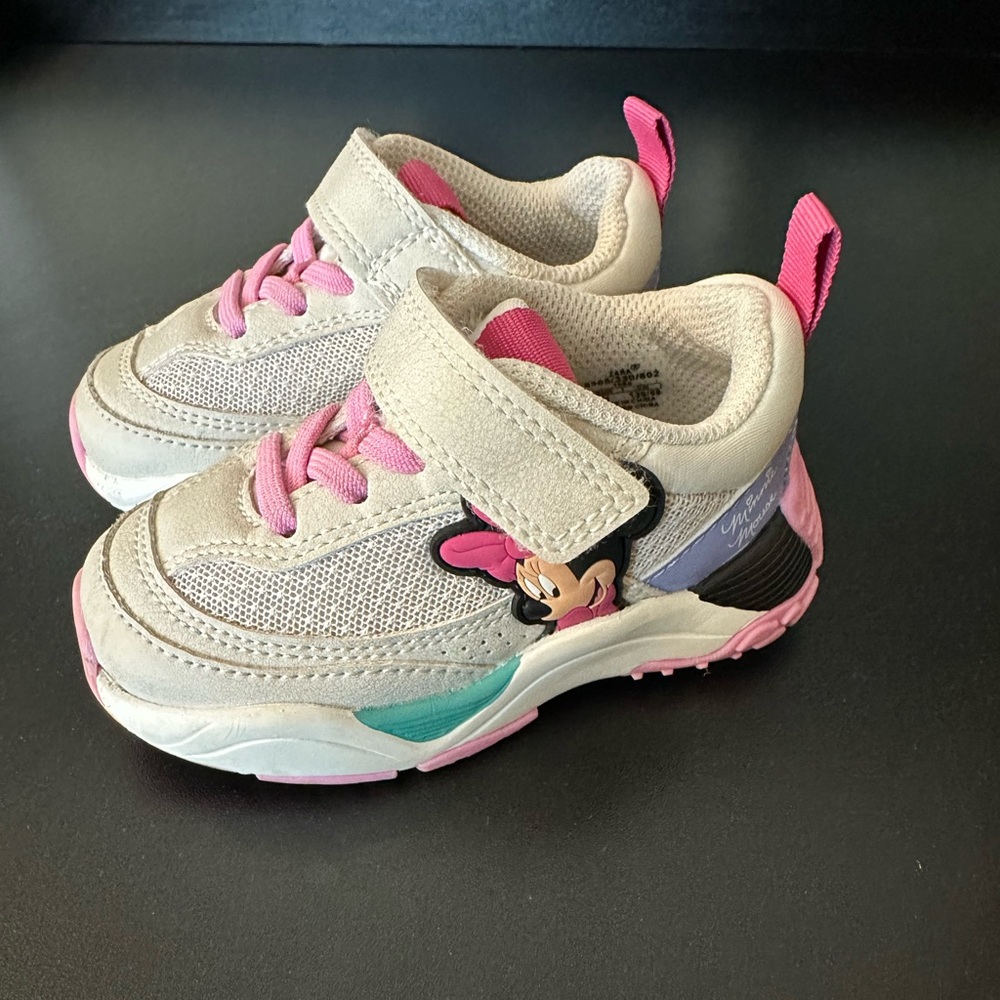 [Zara] Beige Pink and Turquoise Minnie Mouse Kids Sneakers